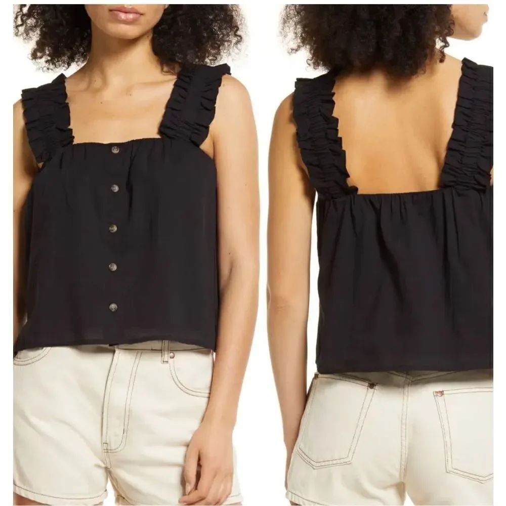 TREASURE & BOND Ruffle Strap Cotton Tank Top blouse size M NWOT